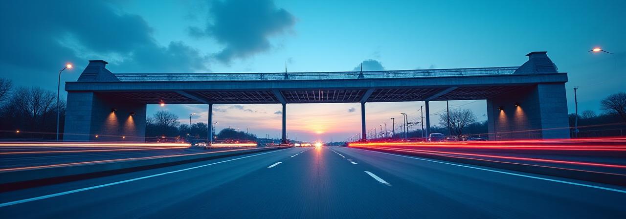 Infraestrutura de rodovia moderna com sistemas inteligentes